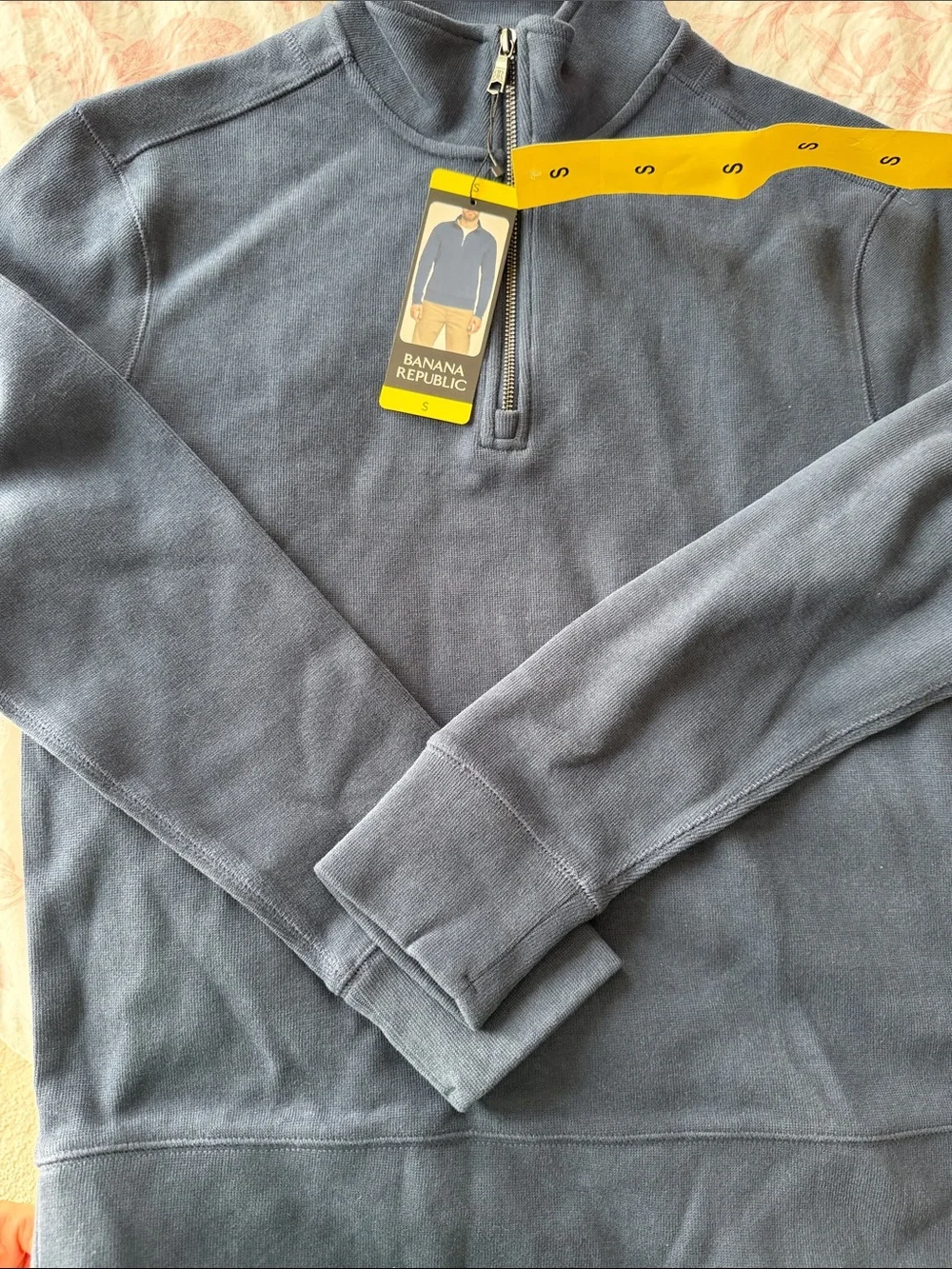 Banana Republic Men’s Navy Zip Mock-Collar Sweater